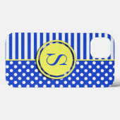 Royal Blue Combination Polka Dots and Stripes Case-Mate iPhone Case (Achterkant (horizontaal))