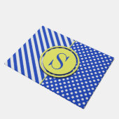Royal Blue Combination Polka Dots and Stripes Deurmat (Schuin)