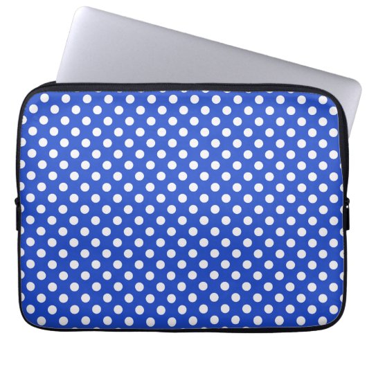 Royal Blue Combination Polka Dots van STaylor Laptop Sleeve (Voorkant)