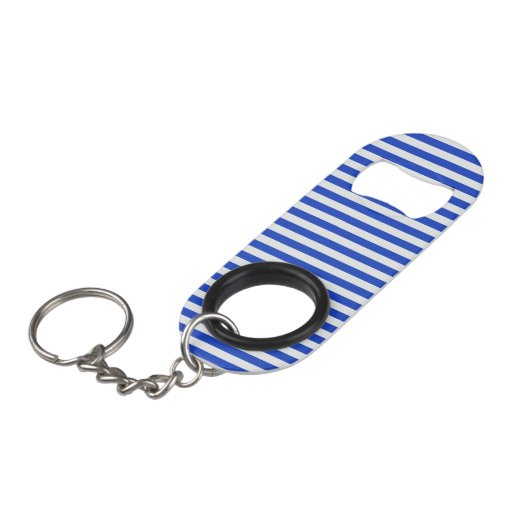 Royal Blue Combination Stripes van Shirley Taylor Mini Flessenopener (Voorkant Gekanteld)