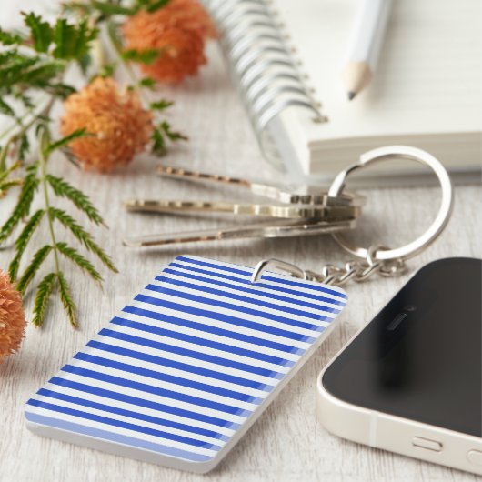 Royal Blue Combination Stripes van Shirley Taylor Sleutelhanger (Voorkant Rechts)