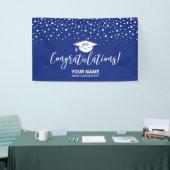 Royal Blue Confetti Gefeliciteerd Afstuderen Spandoek (Beurs)