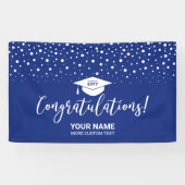 Royal Blue Confetti Gefeliciteerd Afstuderen Spandoek (Horizontaal)