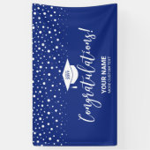 Royal Blue Confetti Gefeliciteerd Afstuderen Spandoek (Verticaal)
