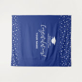 Royal Blue Confetti Gefeliciteerd Afstuderen Wandkleed (Voorkant (horizontaal))