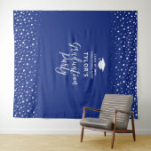 Royal Blue Confetti | Graduation Party Achtergrond Wandkleed (In Situ (horizontaal))