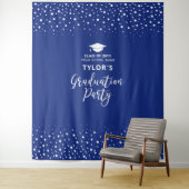 Royal Blue Confetti | Graduation Party Achtergrond Wandkleed (In situ)