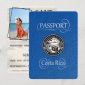 Royal Blue Costa Rica Paspoort Save The Date (Voorkant / Achterkant)