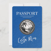 Royal Blue Costa Rica Paspoort Uitnodiging voor he (Achterkant)