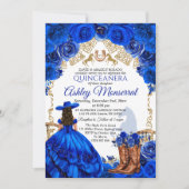 Royal Blue Cowboy Quinceañera Uitnodiging, 15 Años Kaart (Voorkant)