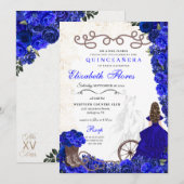 Royal Blue Cowgirl Ranchero Western Quinceanera Kaart (Voorkant / Achterkant)