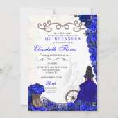 Royal Blue Cowgirl Ranchero Western Quinceanera Kaart (Voorkant)