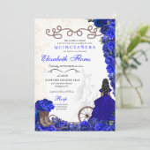 Royal Blue Cowgirl Ranchero Western Quinceanera Kaart (Staand voorkant)