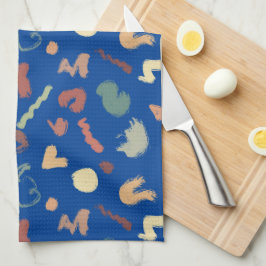 Royal Blue Cream Groene perzik vormen Theedoek