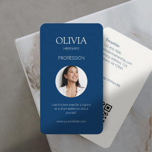 Royal Blue & Creamy Ivoor Foto Sociale QR Code Visitekaartje