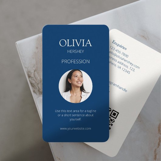 Royal Blue & Creamy Ivoor Foto Sociale QR Code Visitekaartje