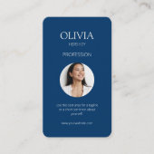 Royal Blue & Creamy Ivoor Foto Sociale QR Code Visitekaartje (Voorkant)