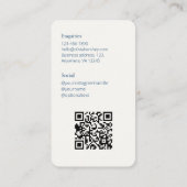 Royal Blue & Creamy Ivoor Foto Sociale QR Code Visitekaartje (Achterkant)