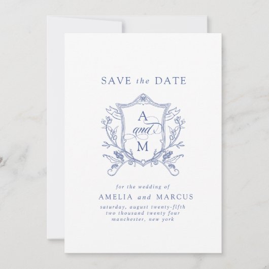 Royal Blue  Crest Bewaar de datum Kaart (Voorkant)