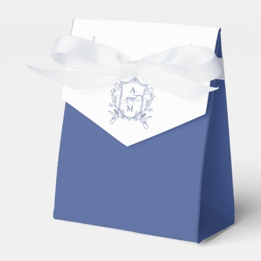 Royal Blue  Crest Wedding Bedankt Bedankdoosjes (Voorkant Zijde)