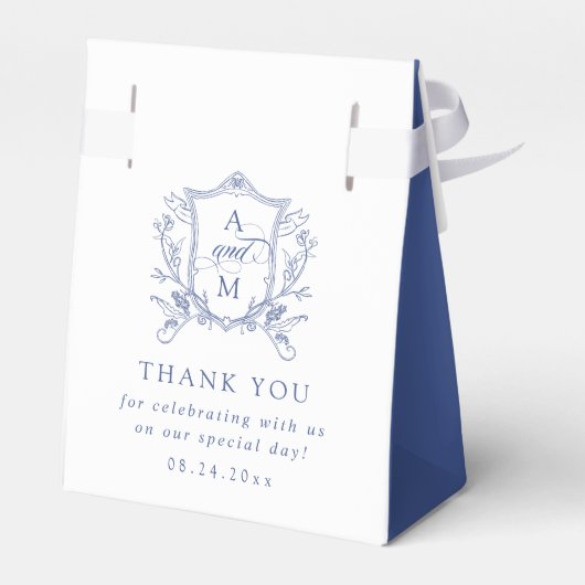 Royal Blue  Crest Wedding Bedankt Bedankdoosjes (Achterkant)