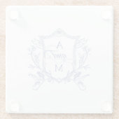 Royal Blue Crest Wedding Bedankt Glazen Onderzetter (Achterkant)