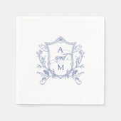 Royal Blue Crest Wedding Bedankt Servet (Voorkant)