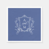 Royal Blue Crest Wedding Bedankt Servet (Voorkant)