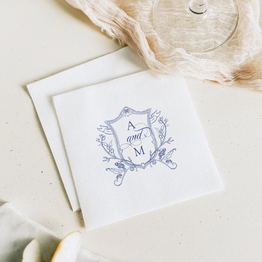 Royal Blue Crest Wedding Bedankt Servet