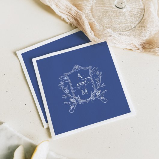 Royal Blue Crest Wedding Bedankt Servet