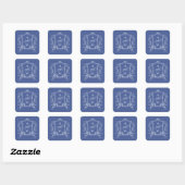 Royal Blue  Crest Wedding Vierkante Sticker (Vel)