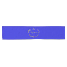 Royal Blue Crown Crest Personalized Korte Tafelloper