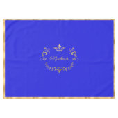 Royal Blue Crown Crest Personalized Tablecloth Tafelkleed (Voorkant (Horizontaal))