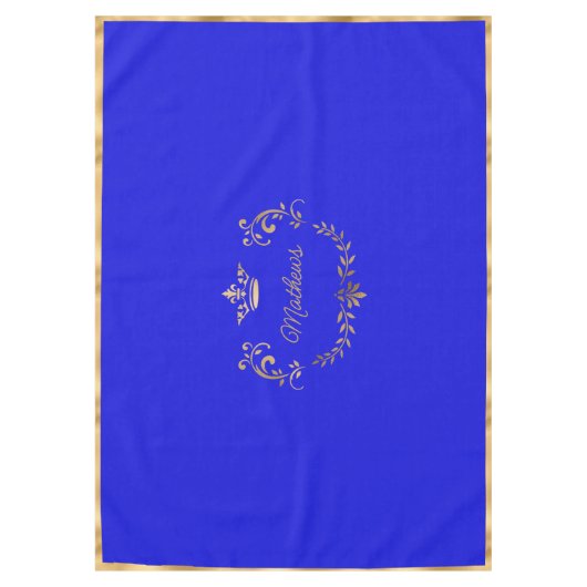 Royal Blue Crown Crest Personalized Tablecloth Tafelkleed (Voorkant)