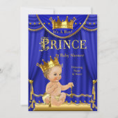 Royal Blue Crown Prince Baby shower Gold Blonde Kaart (Voorkant)