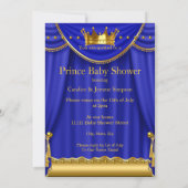 Royal Blue Crown Prince Baby shower Gold Brunette Kaart (Achterkant)