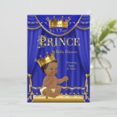 Royal Blue Crown Prince Baby shower Gold Ethnic Kaart (Staand voorkant)