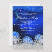 Royal Blue Crystal Snowflake kerstfeest Kaart (Voorkant)