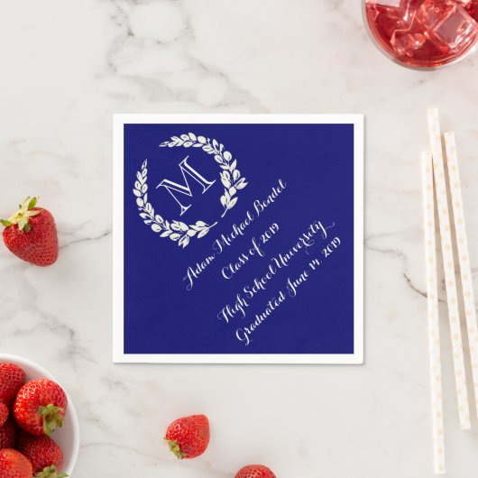 Royal Blue Custom Monogram Afstuderen servetten (Insitu)