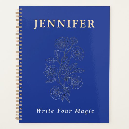 Royal Blue Custom Name Notebook – Elegant & Bold Planner (Voorkant)