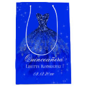 Royal Blue Custom Quinceanera Medium Cadeauzakje (Voorkant)