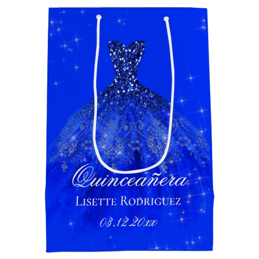 Royal Blue Custom Quinceanera Medium Cadeauzakje (Achterkant)