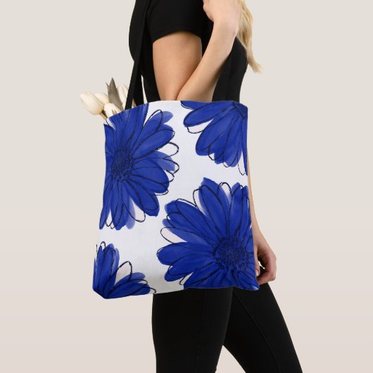 Royal Blue Daisies Tote Bag (Dichtbij)