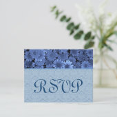 Royal Blue Daisy Damask Wedding RSVP (Staand voorkant)