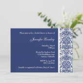 Royal Blue Damask Bridal Shower Kaart (Staand voorkant)