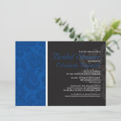 Royal Blue Damask Bridal Shower-uitnodigingen Kaart (Staand voorkant)