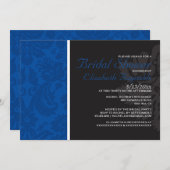 Royal Blue Damask Bridal Shower-uitnodigingen Kaart (Voorkant / Achterkant)