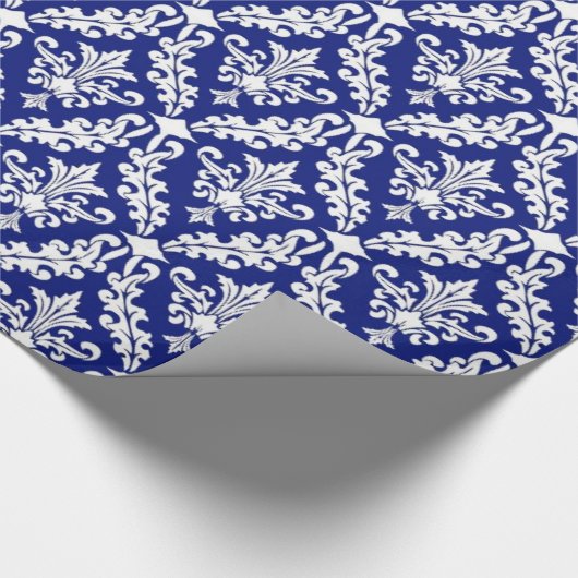  Royal Blue Damask Cadeauverpakking Cadeaupapier (Hoek)