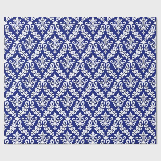  Royal Blue Damask Cadeauverpakking Cadeaupapier (Vlak)
