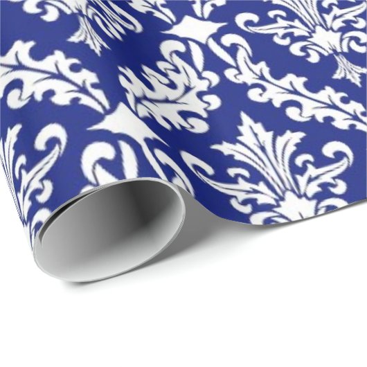  Royal Blue Damask Cadeauverpakking Cadeaupapier (Rol Hoek)